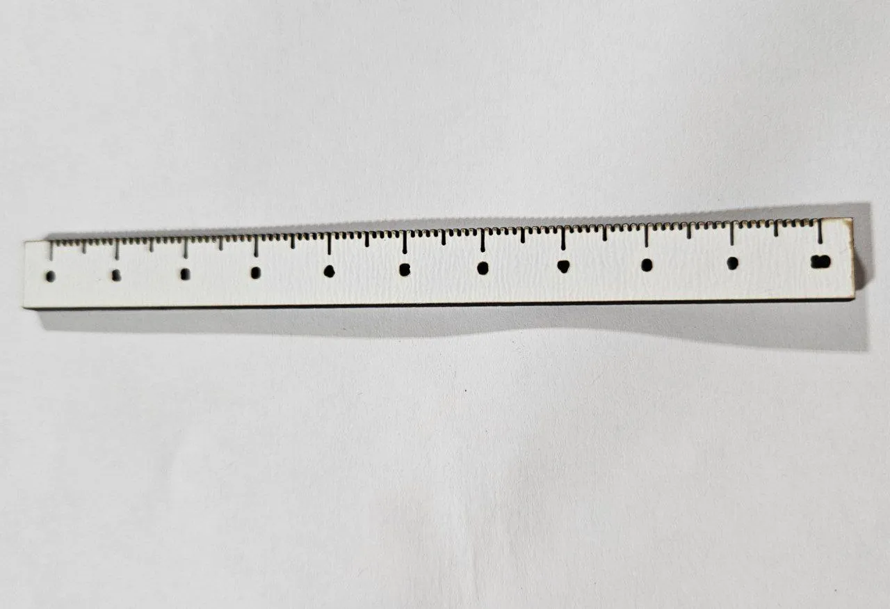 10cm precision ruler laser cut in white plywood
